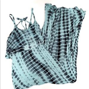 Rue 21 tie dye maxi dress ruffle scoop neck L